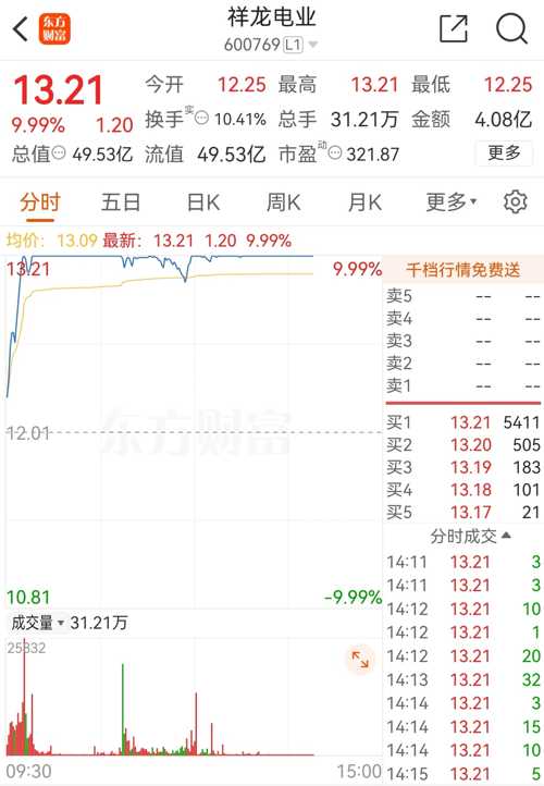 祥龙电业股票行情